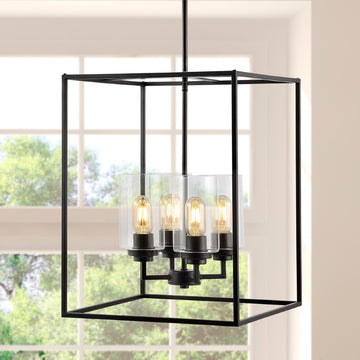 Quinn 8.13" Industrial Farmhouse Iron/Glass LED Pendant - JONATHAN Y